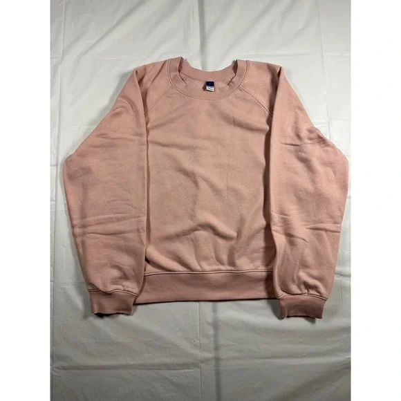 Old‎ Navy Womens Dusty Rose Pink Raglan Sleeve Fleece Crewneck Sweatshirt Large