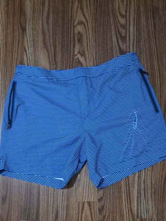 Ted Baker London Blue and White Striped Swim Trunks