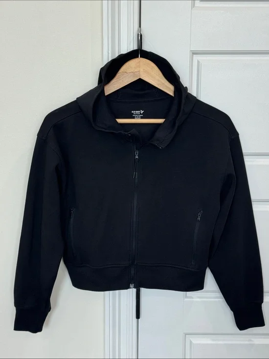 Old Navy Girls Active Dynamic Fleece Black Zip-up Activewear Light Jacket, XL