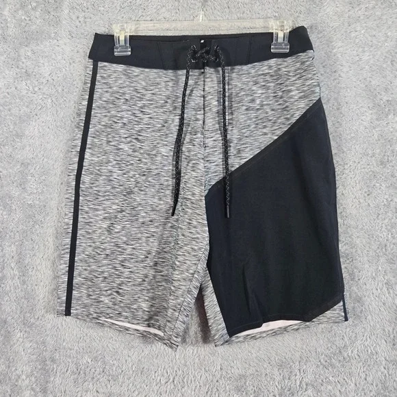 American Eagle Mens XS Board Shorts Grey Black Colorblock Space Dye Swim Trunks