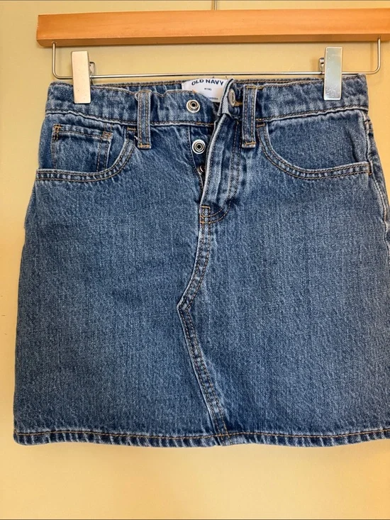 Old Navy Blue Denim Button-Front Mini Skirt