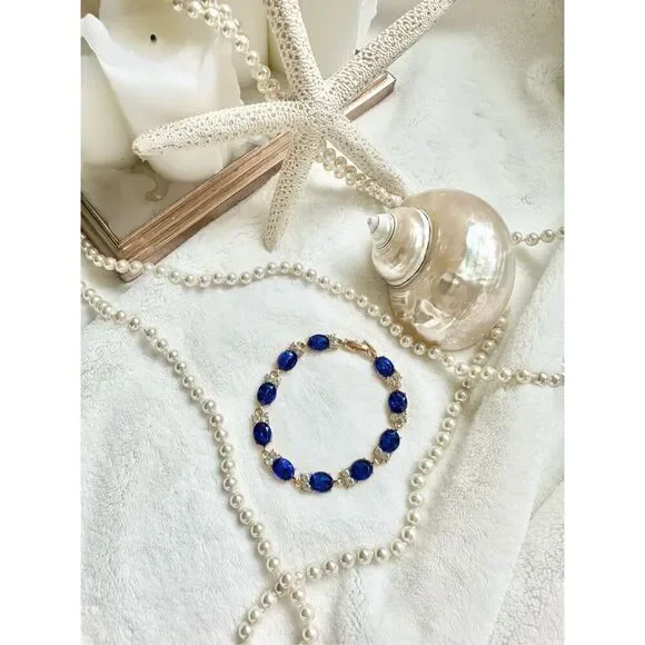 Sapphire blue rhinestone tennis bracelet ￼
