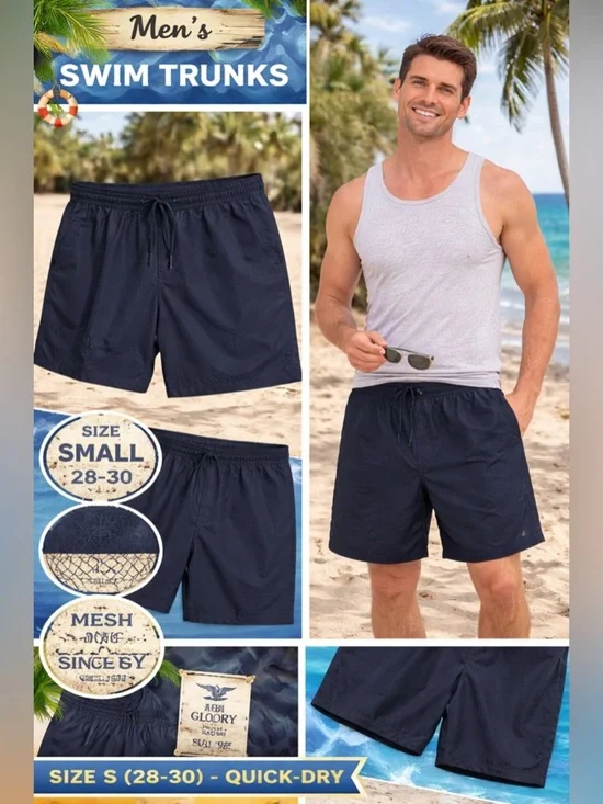 Faded Glory swim trunks Navy Drawstring Shorts SMALL 28-30