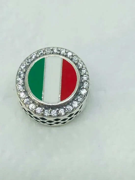 ✨ ✨Pandora Italy Flag Exclusive Charm Bead S925 Sterling Silver Jewelry