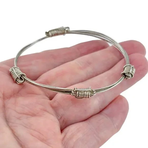 Vintage Sterling Silver 925 Multi Wire Coiled Bangle Bracelet 8