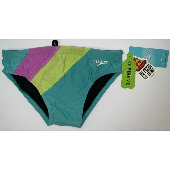 NWT Men's Speedo Vibe Collection Eco Endurance Brief Swim Trunks Acid Lime 28