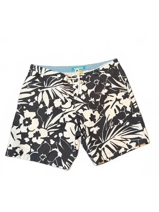 Bonobos Men's Swim Trunks Size 35 Black White Tropical Floral 7