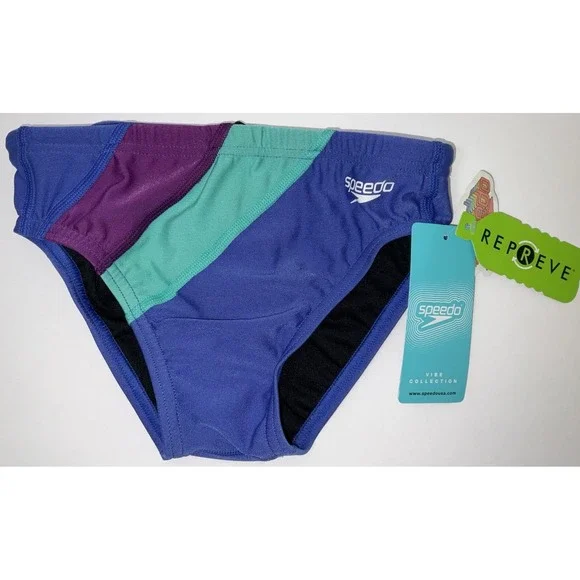 NWT Men's Speedo Vibe Collection Eco Endurance Brief Swim Trunks Dazzle Blue 26