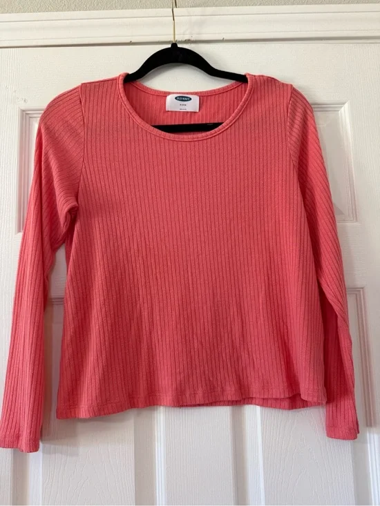 Old Navy Girls Coral Ribbed Long-Sleeve Top-XL