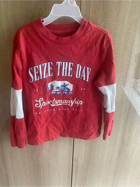 Old Navy Red and White 'Seize The Day' Kids Long-Sleeve Tee