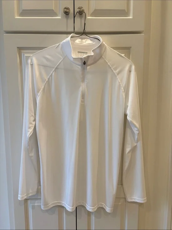 Men's White Long-Sleeve Swim Shirt - UPF Protection