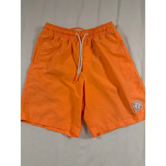 American Eagle Mens Neon Orange Swim Trunks Mesh Lined Board Shorts XS Beach