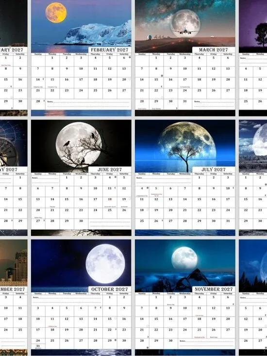 2026-2027 18 Months Standing Flip Desk Calendar Desktop Planner (Lunar)