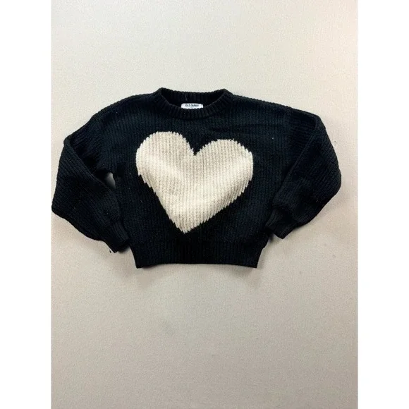 Old Navy SoSoft Girls Long-Sleeve Ribbed Heart Pullover Sweater Small