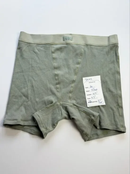 SKIMS Cotton Rib Boxer Shorts – Sage Green, Size 2X