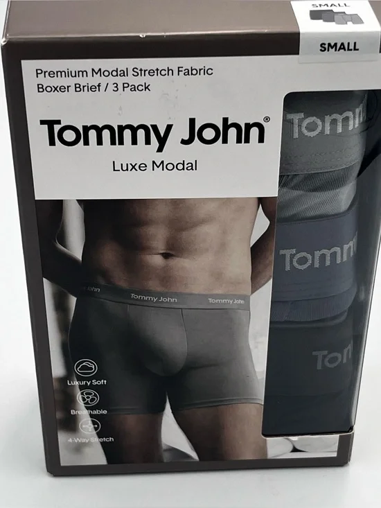 Tommy John Luxe Modal 3-Pack Boxer Briefs Light Gray, Dark Gray, Black Men Small