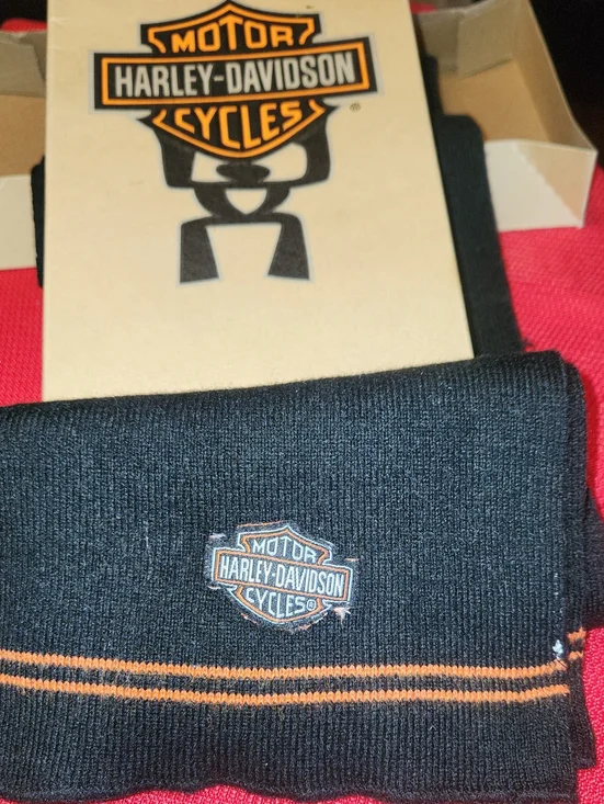 Harley-Davidson Black Crew Scarf with Orange Stripes