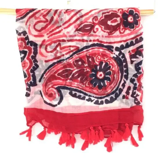 Infinite Scarf wrap swimsuit cover up white red EUC