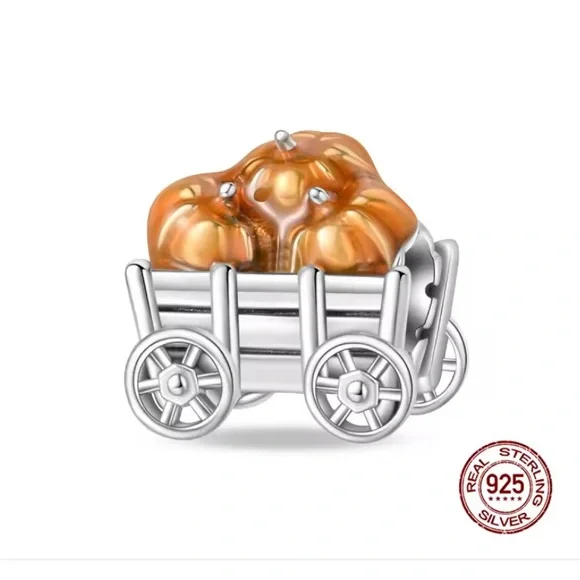 Sterling Silver Pumpkin Wagon Charm