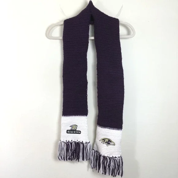 Baltimore Ravens Knit Scarf NFL Purple White Football