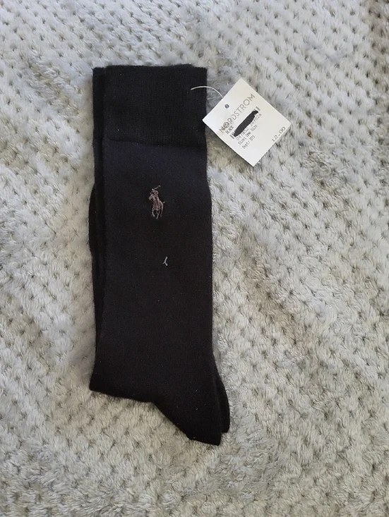 Nwt Polo by Ralph Lauren‎ Black Dress Socks with Embroidery