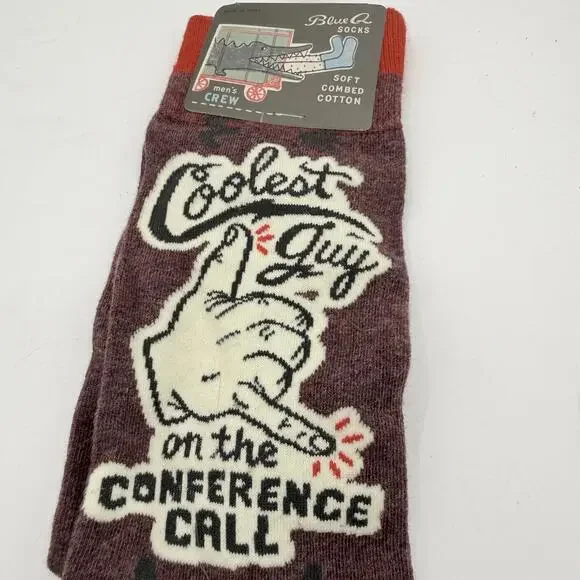 Blue Q Coolest Guy‎ on the Conference Call Crew Socks Mens 7-12 Gift Office