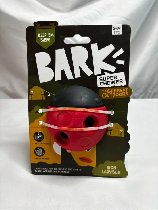 Bark Super Chewer Iron Ladybug Red and Black Treat Toy