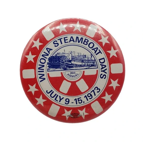 VTG Winona Steamboat Days July 9-15, 1973 Button Pin 2.25