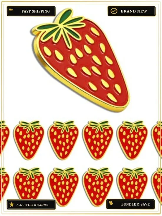 Strawberry Enamel Lapel Pins Brooches Cute Fruit Badge Back to School Gift for