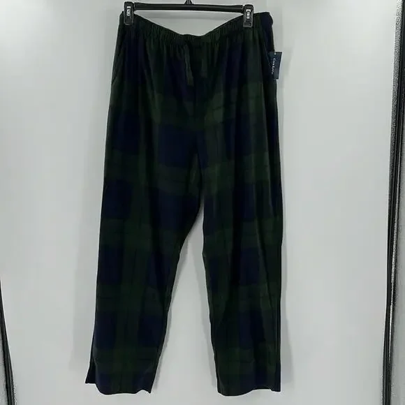 Club Room Men's Fleece Pajama Pants - Green/Blue Plaid - XL - NWT