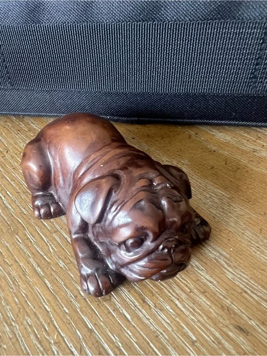 Brown Decorative wood look resin Bulldog Puppy Figurine - Dog Collectible