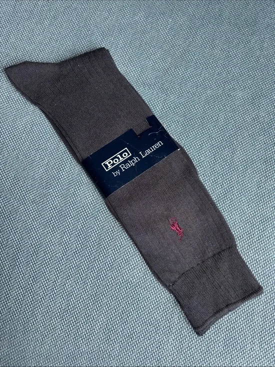 Polo by Ralph Lauren Charcoal Gray Dress Socks with Burgundy Pony