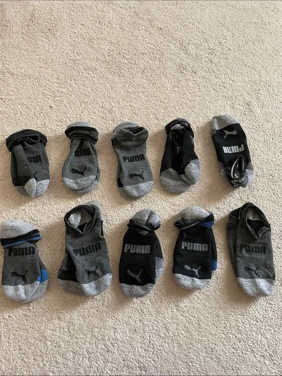 Puma Men’s Low-Cut Athletic Socks - Gray & Black (10 Pack)