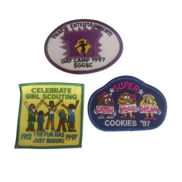 Lot‎ 3x Vintage 1997 GIRL SCOUTS CLUB Felt Patches Colorful Several Sizes