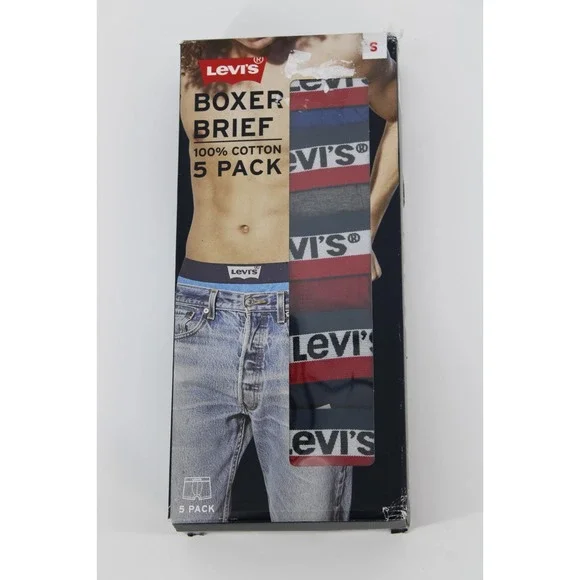 Levi's Men's Boxer Brief 5‎ Pack 100% Cotton Size S Levis