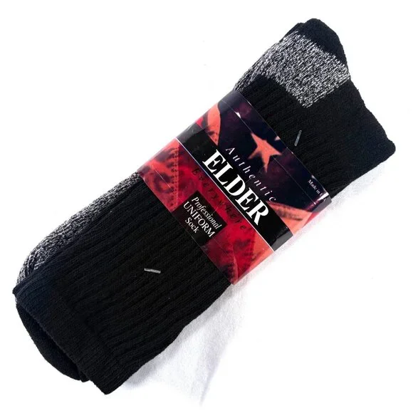 Elder Professional Uniform Black Socks‎ Cotton Blend Made in USA Size 15 - 17