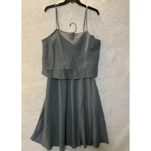 The Drop Tank Skirt Set Womens XL Blue V Neck Midi A Line Zip Back Outfit Summer