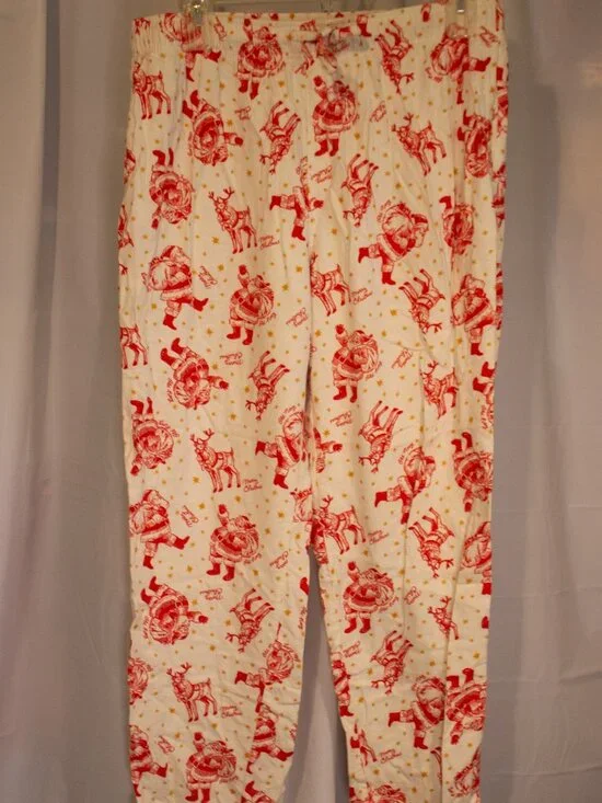 Old Navy Holiday Pajama Pants – XL Tall – Unisex – Santa & Reindeer Print