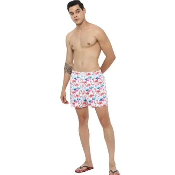American Eagle White Flamingos Stretch Boxer Short Mens Medium