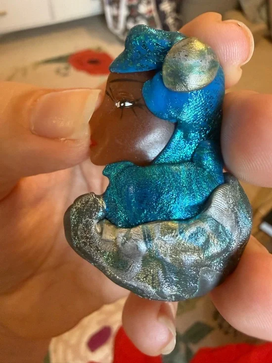 Handmade Blue Teal Resin‎ Pin - Women’s Profile