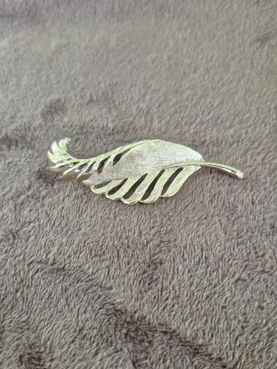 Gold Feather Brooch Pin for Women