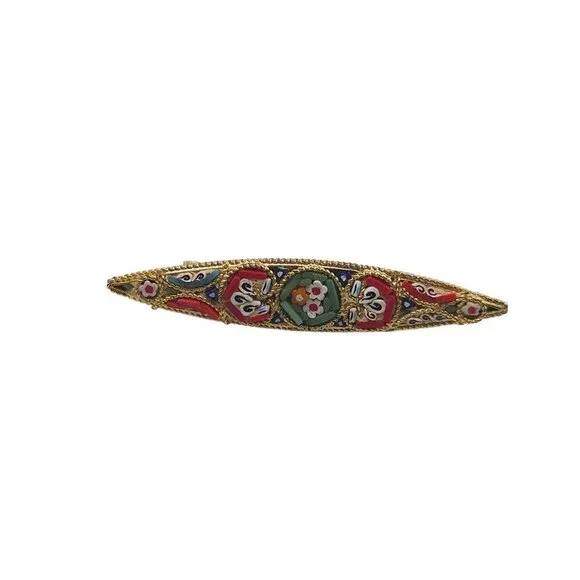 Vintage Italian Millefiori Mosaic Brooch Pin 2