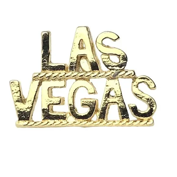 Las Vegas Vintage Pin Brooch Gold Tone Small