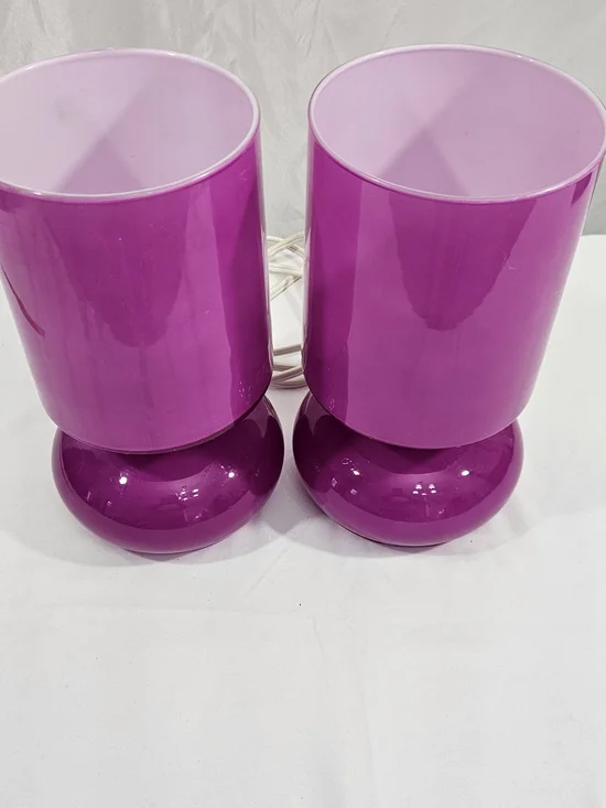 Vintage Retro IKEA Glossy Purple Pair of Table Lamps Pair. #110