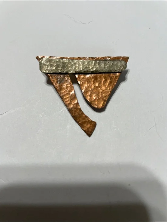 Copper and Silver-Tone Abstract Brooch