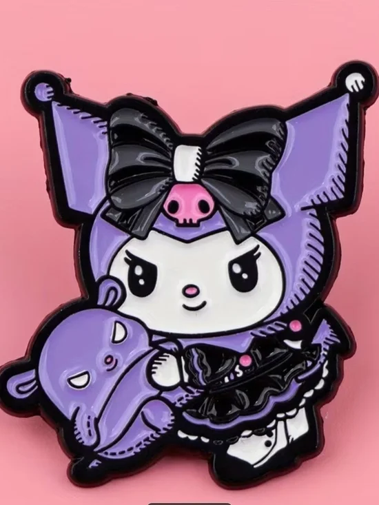 Kuromi-Inspired Purple Enamel Pin - Cute Gothic Accessory
