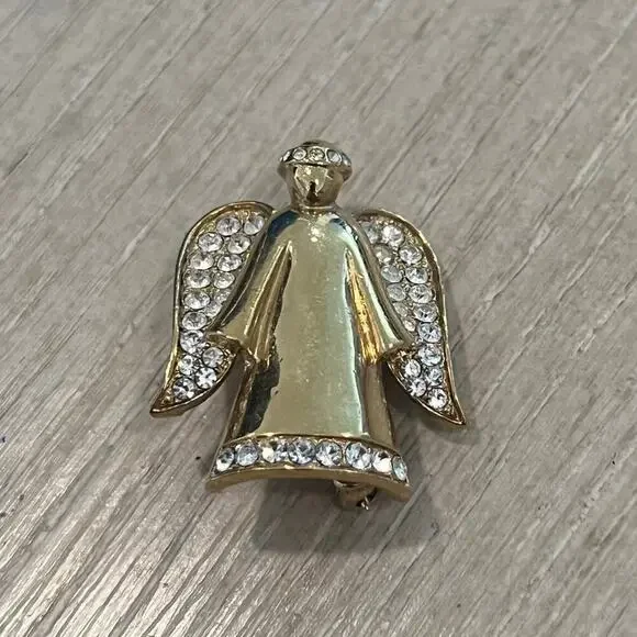 Vintage Monet Gold Angel Brooch
