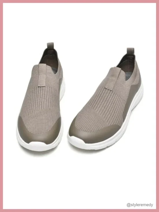Wide Fit Slip On Walking Sneakers Men's Breathable Knit Memory Foam