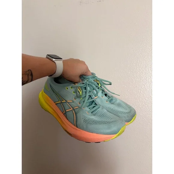 Asics Gel-Kayano 30 Running Shoes Mint Green Orange Neon Yellow Womens 10.5