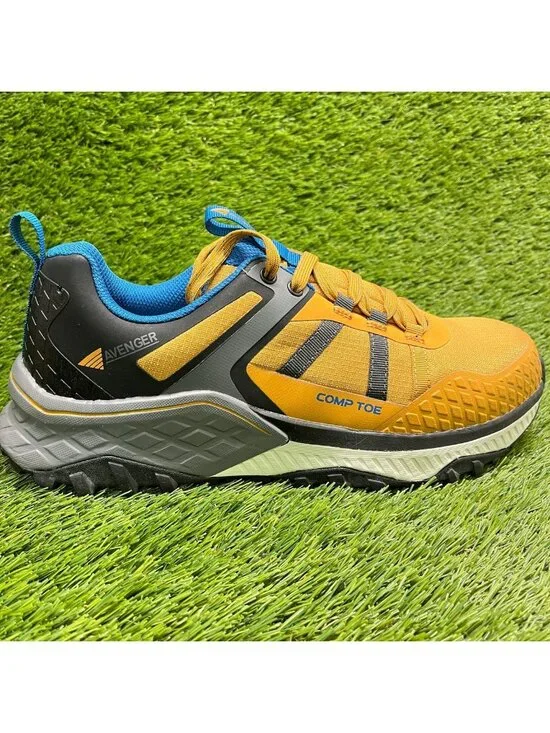 Avenger Aero Trail Mens Size 9 Yellow Black Composite Toe Safety Work Shoes